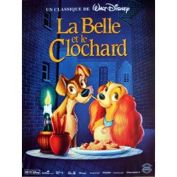 Affiche du film La belle et le Clochard Wall Disney, affiche ressortie format